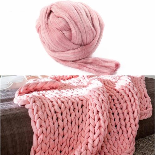 1 Giant Chunky 2.2LBS Merino Wool Arm Knitting Yarn - Super Soft, Super Chunky, Bulky Washable for DIY Throw/Bed Blanket, Pillow Pet Bed & Fence - Pink