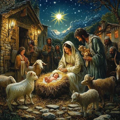 1 Mosaflare 5D Christmas Diamond Art Kits for Adults, Jesus Nativity Diamond Painting for Beginners, DIY Full Round Drill Paint by Diamonds Dot Gem Art for Adults, Home Wall Decor 13.7x13.7 Inch