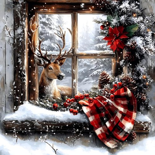 1 MRMIOOM Christmas Diamond Art Kits for Adults Beginners, 5D DIY Full Round Drill Diamond Painting Kits, Paint by Diamonds Dot Gem Art Crystal Easy,Home Wall Decor 13.7X13.7Inch