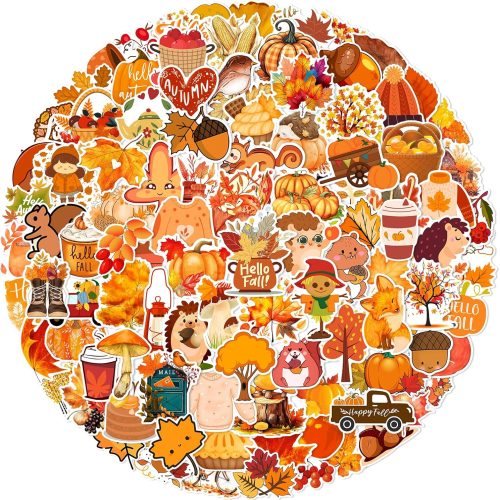 1 XZENTIRA 101 PCS Fall Stickers, Cute Autumn Thanksgiving Style Stickers for Laptop Scrapbooking Water Bottles Envelopes, Harvest Party Favorites, Pumpkin Maple Leaf Sticker Decals for Kids Teens Adult