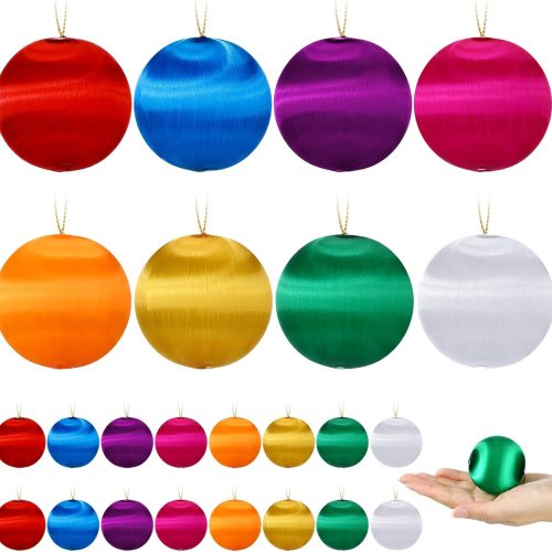 1 Syhood 24 Pcs Christmas Satin Balls Christmas Silk Ball Ornaments Satin Silk Xmas Tree Hanging for Xmas Tree Decor Holiday Party Decorations (Multicolor,2.2 Inch)