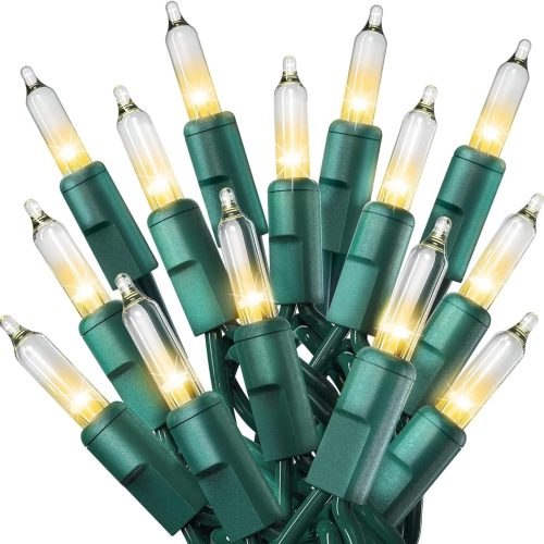 1 PREXTEX 50 Count Clear Christmas Tree Lights - 10 ft Warm Fairy String Lights with Green Wire - Indoor and Outdoor Mini Light for Christmas, Holiday Decorations, Trees, Fences, Patios and More
