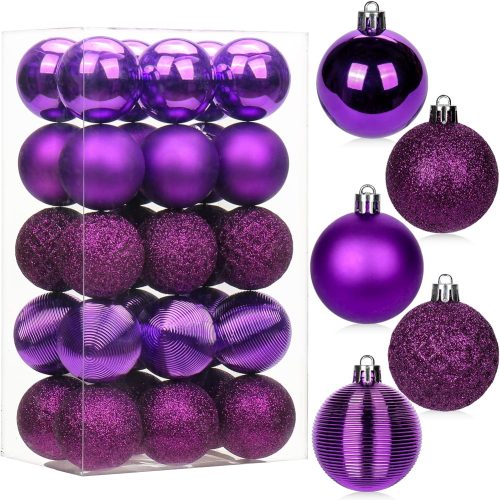 1 30PCS 2" Christmas Ball Ornaments Shatterproof Purple Christmas Tree Decorations Xmas Tree Balls Halloween Ornaments Décor