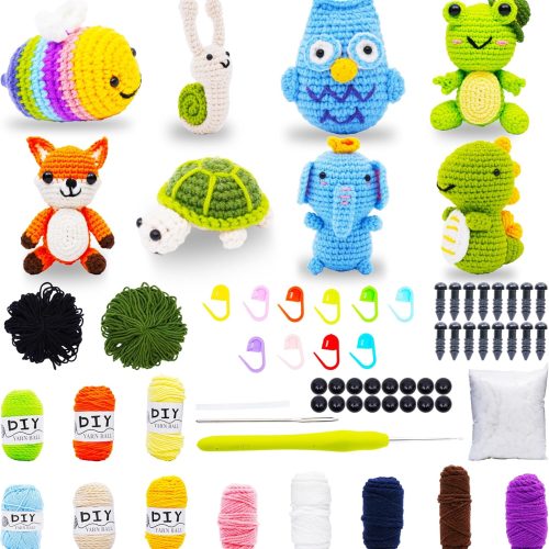 1 Didoee Crochet Kit for Beginners, DIY Craft for Adults and Kids with Step by Step Video Lessons Great Gift for Crochet Lovers, Crocheting Animal Kits,Yarn,Crochet Hook,Birthday Holiday Gift (6)
