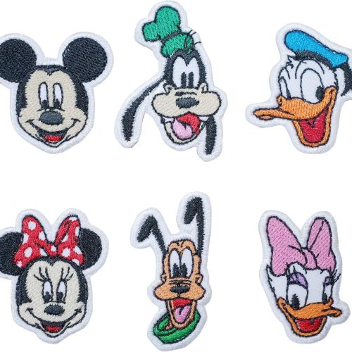 Octory 6 PCS Mini Set Cute Cartoon Mickey Iron On Patch for Clothing Saw On/Iron On Embroidered Patch Applique for Jeans, Hats, Bags