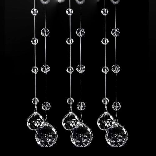 Crystal Beaded String Clear Glass Beads Garland Strands Hanging Wedding Arch Decor Curtain Chandelier Christmas Tree Ornaments Door String Beaded Drapes Decoration Accessories(3.3 Feet 5pcs)