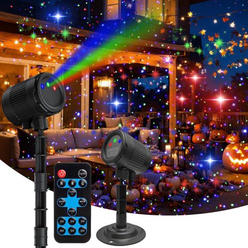 Indoor Outdoor RGB Laser Light Show Projector, Christmas/Halloween Projection Light Decoration, Upgraded Cooling Fan, Moving RGB Firefly Star Color Motion for Garden/Home/Party(16.5ft Thicken Cable)
