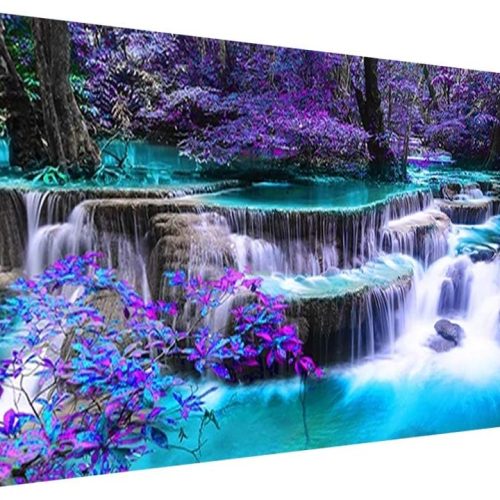 DIY 5D Diamond Painting Kits for Adults Waterfall Embroidery Full Round Drill Large Size(31.5x11.8 inch) Diamond Crystal Gem Arts Painting Craft for Home Wall Decor