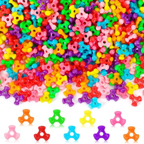 UPINS Christmas Tri Beads, 1200Pcs Christmas Tri Shaped Beads Red Green White Triangle Beads for Craft Wreath Candy Cane-Xmas Holiday Tree Decorations Beaded Ornament Kit