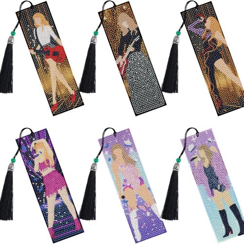 Singer Diamond Art Bookmarks - 6 Pcs DIY Pop Star Diamond Painting Bookmarks Kits Aesthetic Art Craft Festival Holiday Birthday Gift for Book Lovers Adult Beginners Fans Music Lover