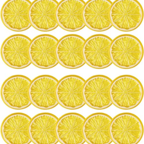 20pcs Mini Simulation Fruit Lemon Slices，Fake Artificial Plastic Fruit Model Decorative Wedding Ornament Festival Decoration，Photography Props，Basket Display Filler Fruit (Yellow)