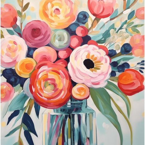 Flowers Paint by Numbers Kit for Adults - Flowers in a Vase Paint by Number on Canvas Without Frame, DIY Acrylic Painting for Ideal Gift Home Wall Decor (16x20 Inch)