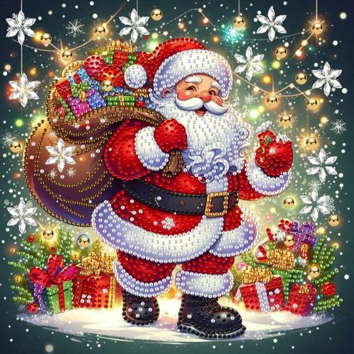 1 5D Diamond Painting Kits for Adults, Santa Claus Diamond Art Kits for Beginners,DIY Special Shape Crystal Rhinestone Crafts for Home Wall Decoration 11.8 X 11.8Inch