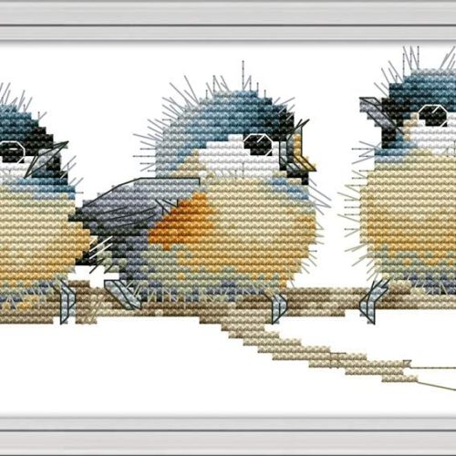 Cross Stitch Kits, Three Birds Awesocrafts Easy Patterns Cross Stitching Embroidery Kit Supplies Christmas Gifts, Stamped or Counted (Birds, Counted)