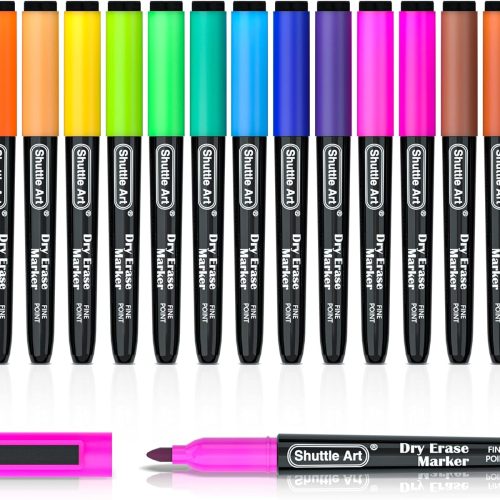 Dry Erase Markers, 15 Colors Magnetic Whiteboard Markers, Fine Point, Perfect For Writing on Whiteboards, Dry-Erase Boards,Mirrors for School Office Home