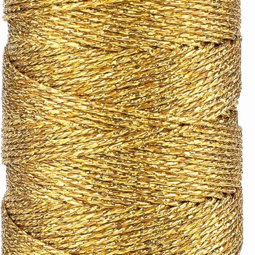 jijAcraft 328 Feet Gold String Twine - 1.5mm Metallic Ornament Thread Gift Wrapping - Inelastic Macrame Glitter Gold Cord for Gift Wrapping, DIY Crafts, Bracelets