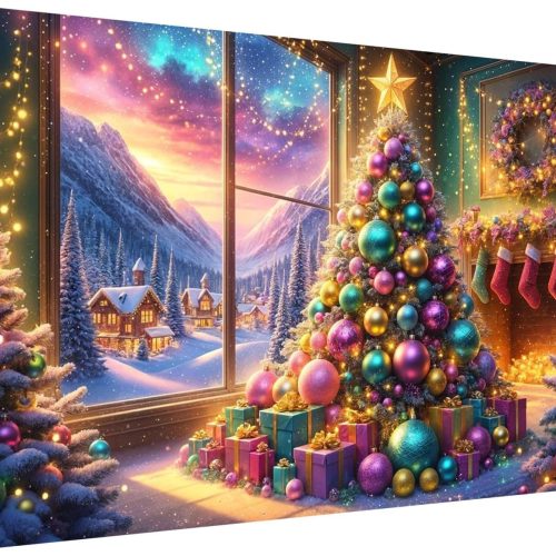 ijbnhd Large Diamond Art Kits for Adults, 5D Extra Large Christmas Tree Diamond Painting Kits for Beginners, DIY Full Drill Round Christmas Gem Art for Crafts Home Wall Decor Gift 16X28inch