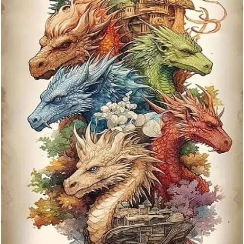 JFYHAB Dragon Diamond Painting Kits - 5D Colorful Dragon Art for Adults & Beginners, DIY Full Drill Art for Home Wall Decor, 12x16 Inch