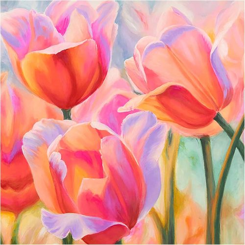 Huacan AB Diamond Painting Kits for Adults Color Tulip Flower 5D Square Full Drills DIY Paint with Diamonds Arts Crafts 30x30cm/11.8x11.8inch