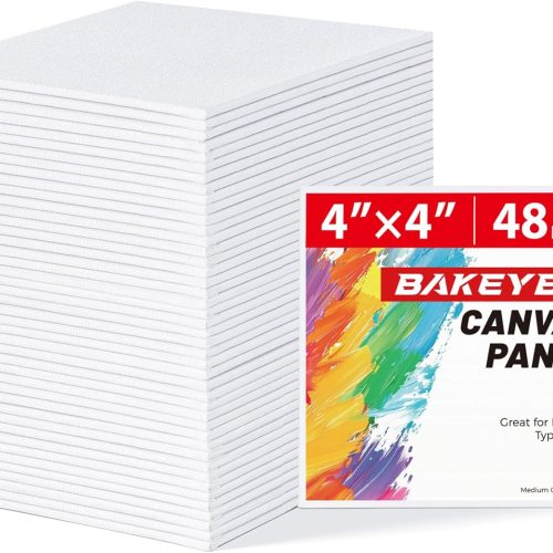 Mini Canvas Boards 48 Pack, 4x4 Inch Painting Canvas Panels, 100% Cotton Pre-Primed for Acrylics Oil Watercolor Tempera Paints
