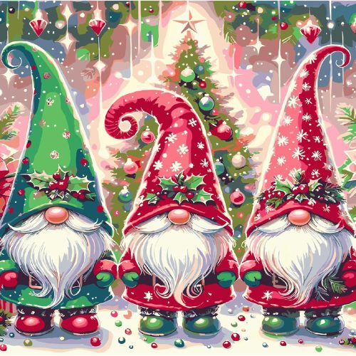 Christmas Paint by Number for Adults Canvas,DIY Gnome Paint by Number Kits on Canvas for Adults Beginner,Acrylic Oil Painting Number Kits for Decor Gifts (20x16 inch)