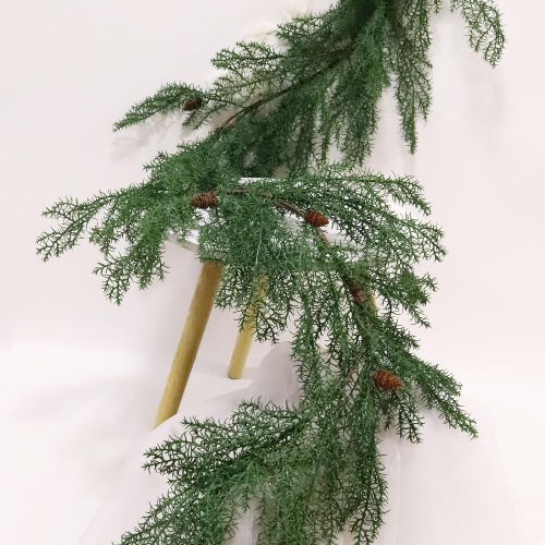 1 RECUTMS Artificial Christmas Garlands 2 PCS-5.9FT Faux Hanging Winter Vines Red Berries Holly Leaves with Pine Cones Pine Needle Cedar Greenery Ivy Christmas Holiday New Year Home Indoor Outdoor Decor