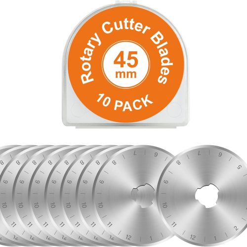 1 10 Packs 45mm Rotary Cutter Blades 45mm Quilting supplies Rotary Cutter Blades for fabric by SSPONT, compatible with OLFA,Fiskars,Mr.Pen,DAFA,Truecut etc. Sewing Arts Crafts, Sharp and Durable
