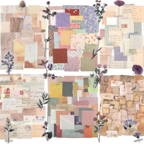 1 445 PCS Vintage Scrapbook Paper Journaling Scrapbooking Supplies Kit Aesthetic Decorative Craft Paper include 40 Sheet Flowers Stickers for Planner, Bullet Journaling, Junk Journal, Retro Crafts