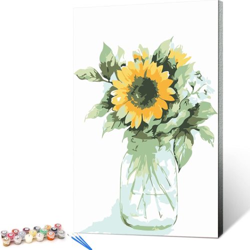 1 Ginkko Paint by Numbers for Adults Beginner & Kids Ages 8-12 with Wooden Frame Easy Acrylic on Canvas 9x12 inch with Paints and Brushes, Moon Mushroom Forest Butterfly(Include Framed)