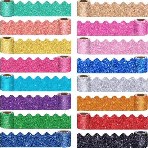 1 16 Rolls 263 ft Bulletin Board Borders Scalloped Border Trim Colorful Bulletin Board Strips Classroom Decoration Strips Decorative Poster for School Decor(Cute Color)