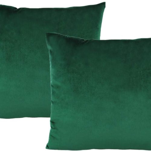 1 Throw Pillow Covers 18x18 Set of 2 Emerald Green Velvet Decor Dark Forest Christmas Decorative Xmas Cushion Couch Euro Pillowcases Home Bed Decoration for Sofa Bedroom Office