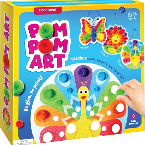 1 Pom Pom Arts & Crafts Kit for Toddlers - Art Activity Craft for Little Boys & Girls Ages 3-6 Years Old Kids Sensory Activities - Builds Fine Motor Skills & Hand-Eye Coordination
