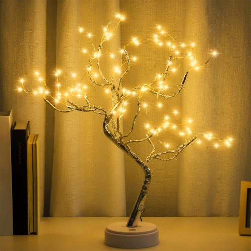 1 Room Decor, 20" 108 LED Tabletop Bonsai Tree Light, DIY Artificial Tree Lamp, Battery/USB Operated, Aesthetic Lamps for Living Room Bedroom Christmas Home Gifts House Decor (Warm White)