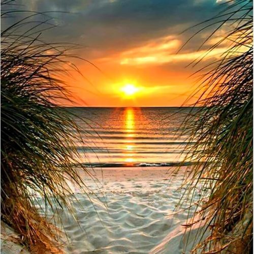 5D Diamond Art Painting Kits for Adults, Beach Diamond Art Kits Sunset Diamond Art Painting Sea Kit for Adults Full Drill, DIY Crystal Picture Art for Home Wall Decor 12x16 inch