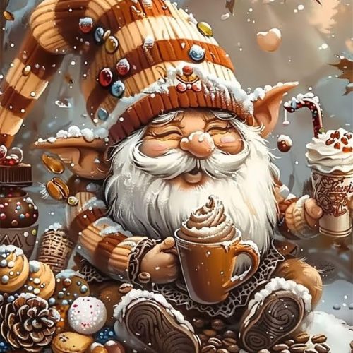 Santa gnome Paint by Numbers Winter Snow Forest DIY Painting by Number on Canvas Christmas gnome Painting by Numbers for Adults and Beginner Holiday Thanksgiving Day Decor 16x20 Inch（Without Frame）