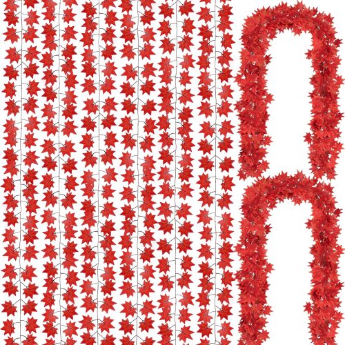12 Pack 84Ft Fall Leaf Garland, Hanging Vines Garland Artificial Fall Maple Leaves Thanksgiving Decor for Home Wedding Fireplace Christmas