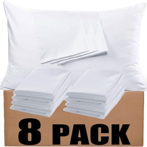 Bulk Pillow Cases Standard Size Set of 12 Pack Basic Pillowcases White Pillow Case Hypoallergenic Pillowcase Soft Envelope Closure Covers 20 x 26 Inches
