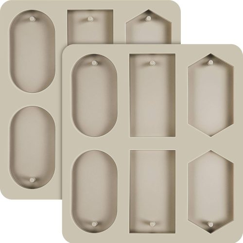 2 Pcs Silicone Wax Melt Molds Silicone Resin Keychain and Epoxy Casting Jewelry Making Molds with Hanging Holes for DIY Jewelry Handicrafts Making(Stylish Style)