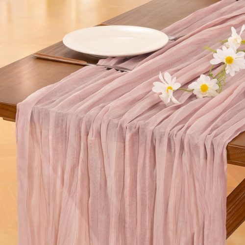 Pink Cheesecloth Table Runner Fall Thanksgiving Boho Rustic Gauze Dusty Pink Farmhouse 120 inch 10FT Cheese Cloth Runner for Wedding Party Baby Shower Birthday Holiday Home Decor