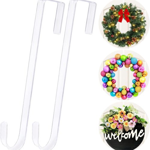 15 in Wreath-Hangers, 2 Pack Easter-Christmas-Halloween Decorations, Fall Door Welcome Sign, Inside-Outside Over The Door Hooks Organizer Home Decor