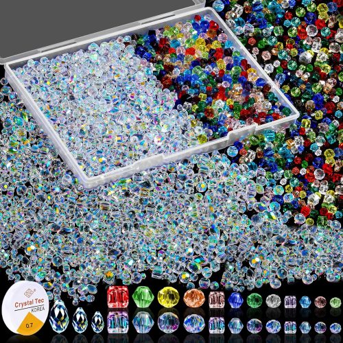 1401 Pieces Crystal Glass Beads for Jewelry Making Glass Beads for Suncatchers with Colorful Loose Beads, Assorted Crystal Faceted Beads for Bracelets, Necklace DIY Craft 4 mm 6 mm 8 mm