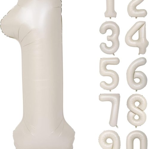 1 40 In Cream white Number Balloons Helium Foil Mylar Balloon Birthday Party banquet Decoration Digital 1