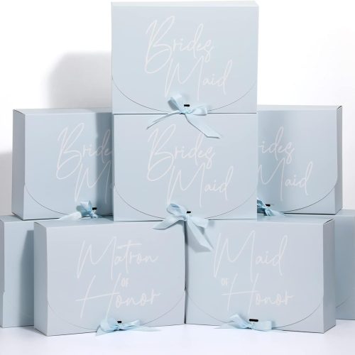 1 Marspark 8 Pack Blue Bridesmaid Proposal Gift Boxes with Ribbon 7.87 x 10.6 Inch Will You Be My Maid of Honor Bridesmaid Boxes for Wedding Bridal Shower Packaging Supplies Birthday Party Favors