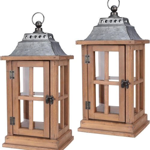 1 Bdor Lantern Decorative (Set of 2) - 15in IP65 Waterproof Vintage Style Candle Lantern, Decorative Lanterns for Home Decor, Indoor Outdoor, Front Porch, Garden, Farmhouse Weddings Style (No Candles)