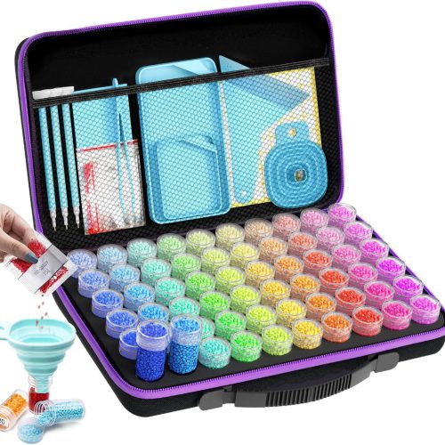 1 ARTDOT 60 Slots Storage Container for Diamond Art Kits for Adults,Portable Bead Storage Boxes for Diamond Painting Accessories and Tools