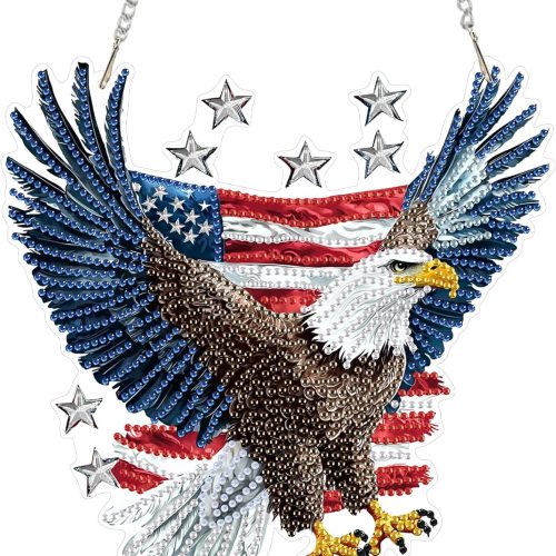 1 SENQAO Eagle Diamond Art Hanging Kit for Adult, Special Shaped Rhinestone, DIY Acrylic 5D Diamond Art Painting Window Pendants Home Garden Wall Hanging Kits Hanging Ornament