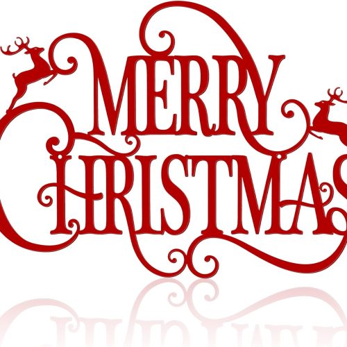 1 Maitys Large Metal Christmas Hanging Sign - Merry Christmas Word Sign, Rustic Metal Letters - Wall Decor for Indoor/Outdoor, Yard & Party Ornaments (Red)