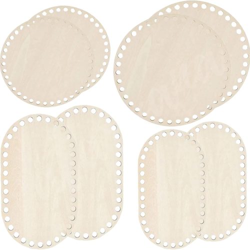 1 8pcs Wooden Basket Bottoms for Crocheting, Atarvana Wooden Oval Base Shapers of 4 Sizes Crochet Base for Thick Yarn DIY Knitting Basket Weaving Supplies Home Decor Purse Making
