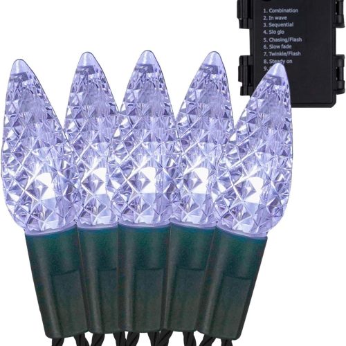 Twinkle Star C6 Christmas String Lights, 50 LED 17ft Battery Operated Fairy Lights with 8 Lighting Modes, Indoor Outdoor Waterproof Lights for Patio Garden Party Wedding X-mas Decoration, Warm White