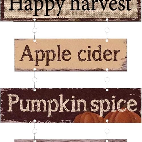 Hotop Fall Decorations for Home Thanksgiving Hanging Signs Metal Wall Plaque Autumn Wall Hanging Decor for Home Thanksgiving Autumn Office Indoor Outdoor Door Decor Sign(Classic Color)